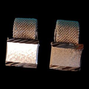 MCM Vintage Silvertone Wrap Around Mesh Cufflinks Square Bullet Back Set